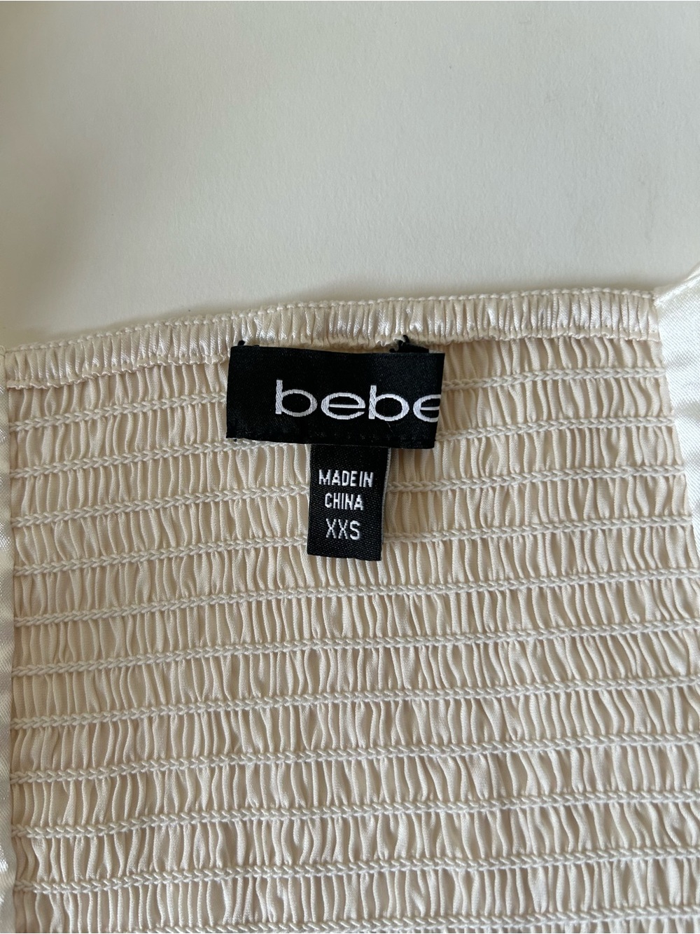 bebe White Satin Ruffle Halter Camisole with Black Waist Band - Picture 5 of 7